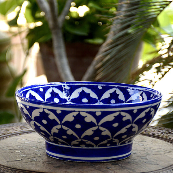 blue and white pottery bowl