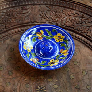 Blue Pottery Blue Floral Incense Stick Holder