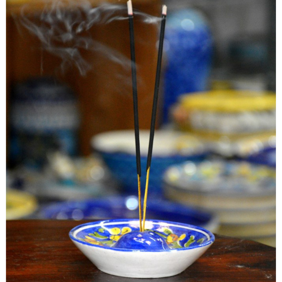 ONE KILN BLUE LUG incense stand Tradtional Blue Ceramic Insence