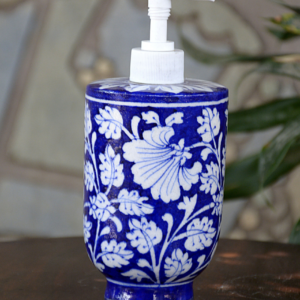 Blue Pottery Blue White Floral Handmade Soap Dispenser