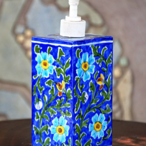 Blue Pottery Handmade Floral Liquid Dispenser