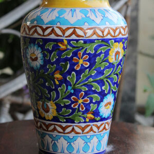 Blue Pottery Multi Colour Handmade Floral Vase - 10 Inch