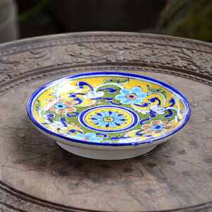 Blue Pottery Multicolor Floral Handmade Wall Plate - 6 Inch