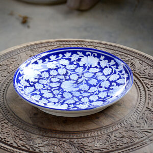 Blue Pottery Blue & White handmade Floral Wall Plate - 8 Inch