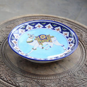 Blue Pottery Handmade Royal Camel Wall Plate - 10 Inch