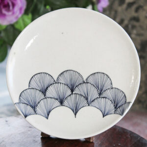 Blue pottery Handmade White Wing Plate - 10 Inch