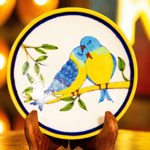 Blue Pottery Love Birds Wall Plate