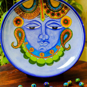 Blue Pottery Handmade Shrinath ji Decorative Wall Hanging Art Piece