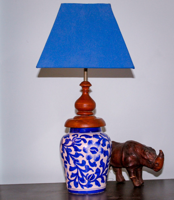 blue pottery table lamps