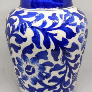 Blue Pottery Blue & White Color Handmade Decorative Floral Vase - 6 Inch