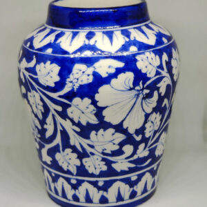 Blue Pottery Blue Color Handmade Decorative Floral Vase - 6 Inch