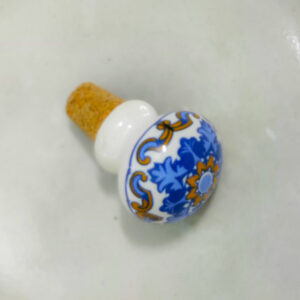 Ceramic Hand-painted Moroccan multicolor assorted wine bottle stopper set of 2