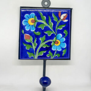 Blue pottery Hand Made Colorful wall mounted Hanger / Decorative hooks