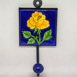 Blue pottery Hand Made Floral wall mounted Hanger / Decorative hooks