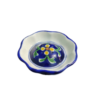 Blue Pottery Lotus Shape Blue Floral Incense Stick Holder